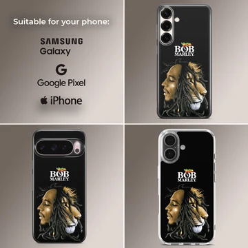 Bob Marley artwork featuring a lion with iconic logo on phone case — Collage