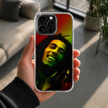 Bob Marley inspired phone case design featuring vibrant reggae colors. — Lifestyle
