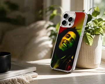 Bob Marley inspired phone case design featuring vibrant reggae colors. — Lifestyle