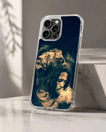 Bob Marley and lion design on phone case