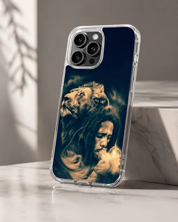 Bob Marley and lion design on phone case — Hero