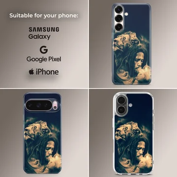 Bob Marley and lion design on phone case — Collage