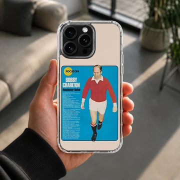 Bobby Charlton in red football attire on phone case — Lifestyle