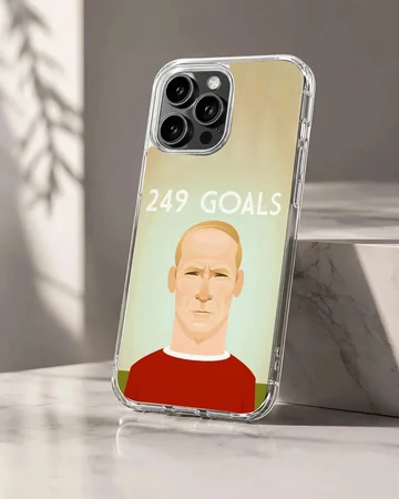 Bobby Charlton digital illustration with 249 goals text on phone case
