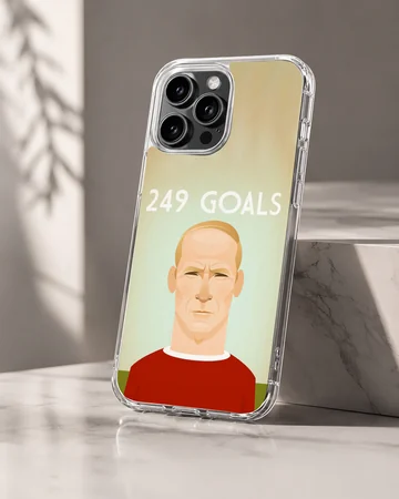 Bobby Charlton digital illustration with 249 goals text on phone case — Hero