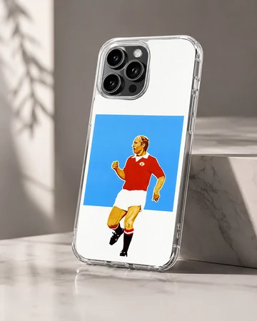 Bobby Charlton digital illustration in red and blue phone case — Hero