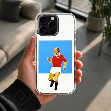 Bobby Charlton digital illustration in red and blue phone case — Lifestyle