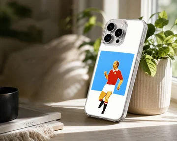 Bobby Charlton digital illustration in red and blue phone case — Lifestyle