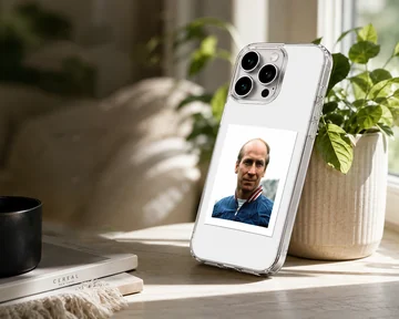 Photographic portrait of Bobby Charlton on phone case — Lifestyle