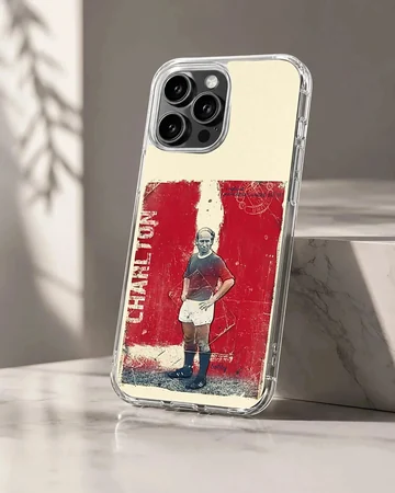 Bobby Charlton tribute illustration on phone case