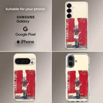 Bobby Charlton tribute illustration on phone case — Collage