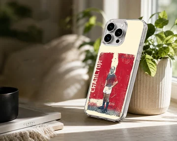 Bobby Charlton tribute illustration on phone case — Lifestyle