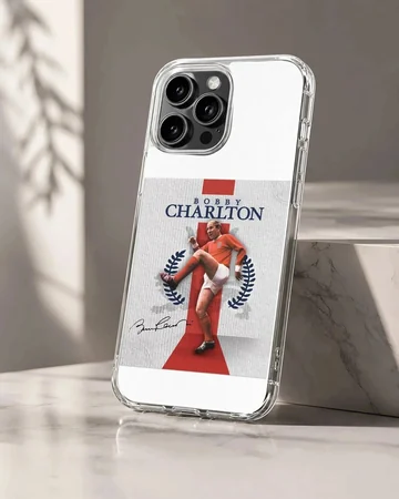 Bobby Charlton tribute design on phone case