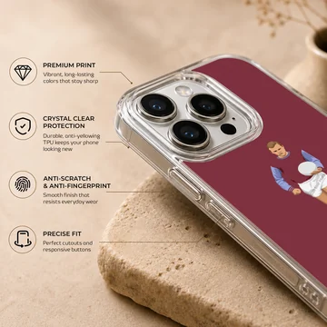 Bobby Moore digital illustration on a red phone case with text — Info