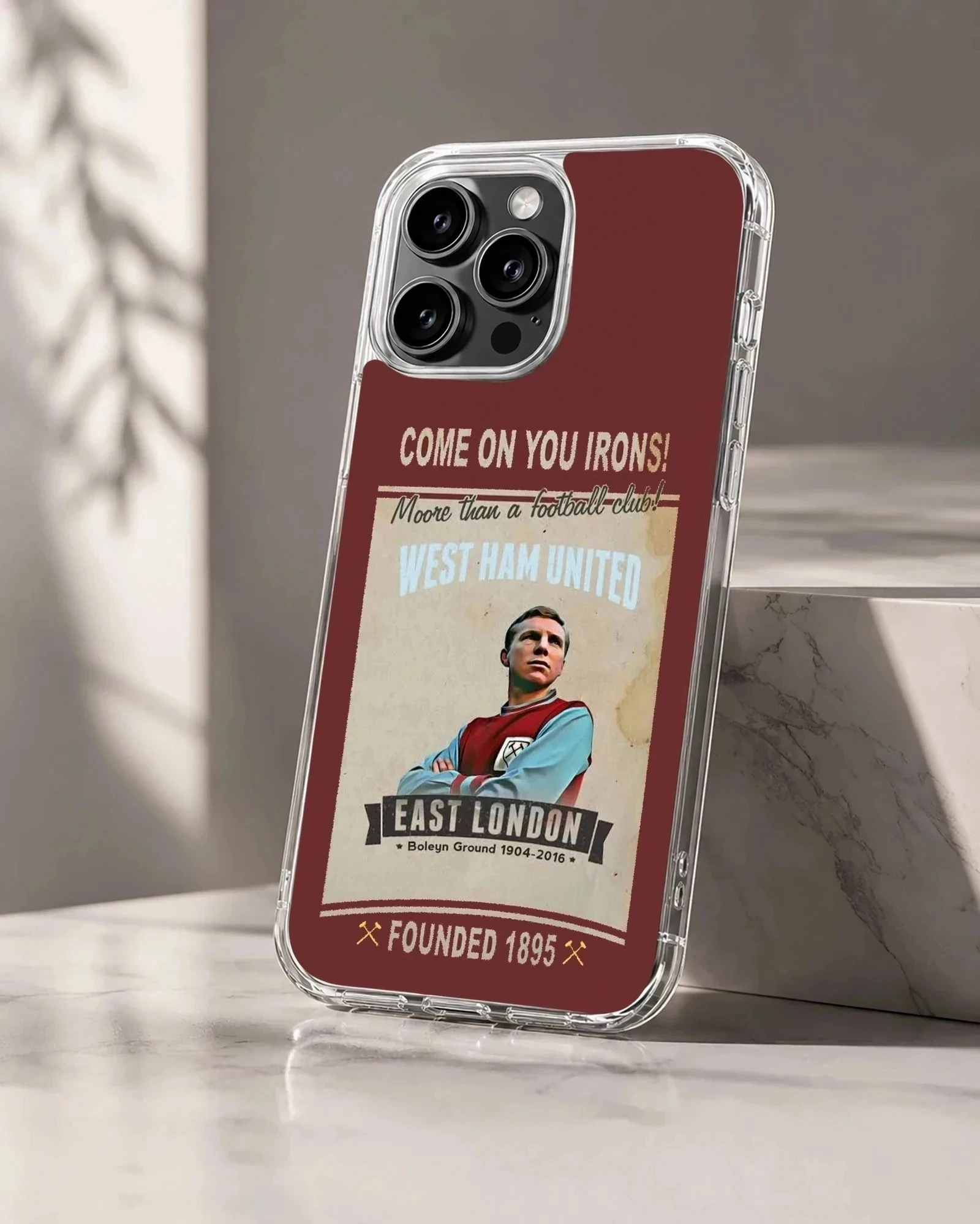 Retro styled Bobby Moore football design phone case