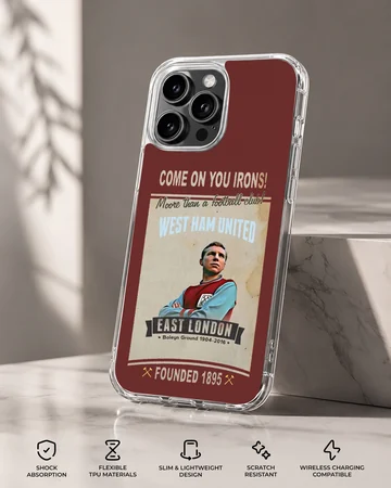 Retro styled Bobby Moore football design phone case — Specs