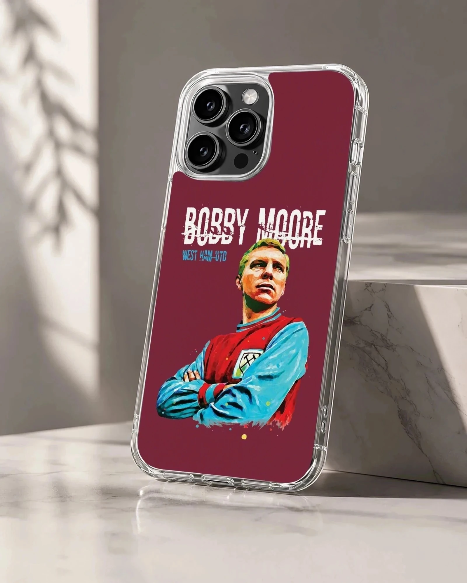 Bobby Moore tribute digital illustration on phone case