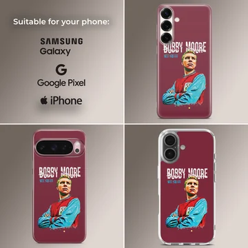 Bobby Moore tribute digital illustration on phone case — Collage