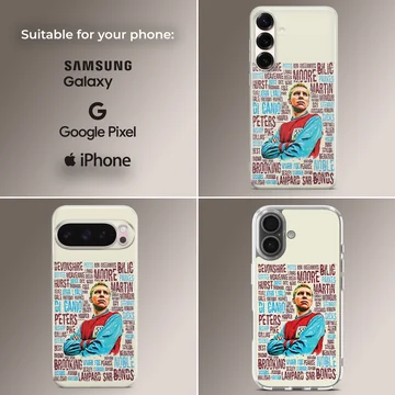 Bold typography Bobby Moore tribute design on phone case — Collage