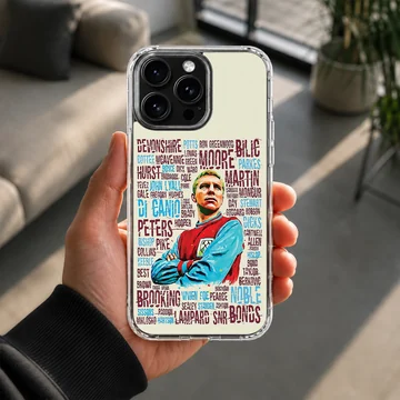 Bold typography Bobby Moore tribute design on phone case — Lifestyle