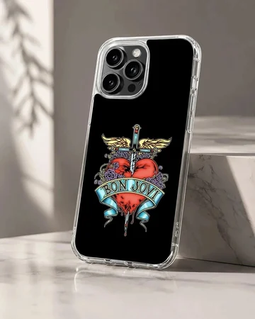 Bon Jovi heart and dagger design on phone case