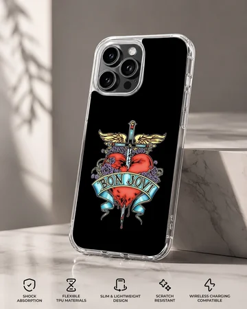 Bon Jovi heart and dagger design on phone case — Specs