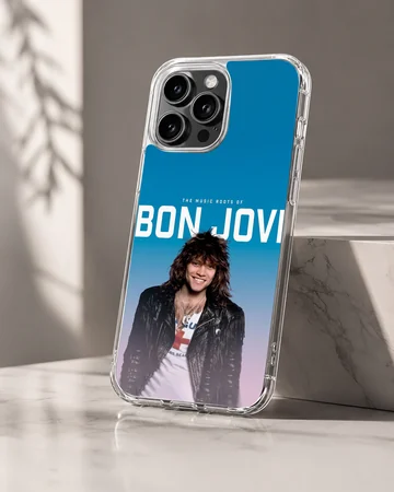 Bon Jovi portrait with blue gradient on phone case — Hero