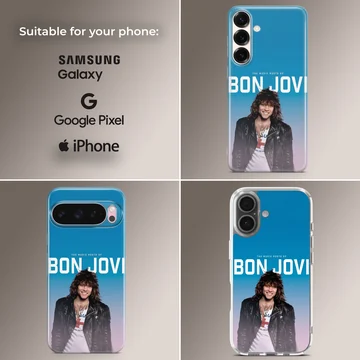 Bon Jovi portrait with blue gradient on phone case — Collage