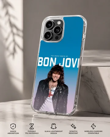 Bon Jovi portrait with blue gradient on phone case — Specs