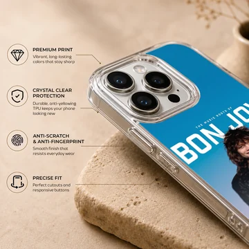 Bon Jovi portrait with blue gradient on phone case — Info