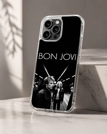 Bon Jovi portrait with band members on a phone case — Hero