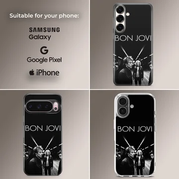 Bon Jovi portrait with band members on a phone case — Collage