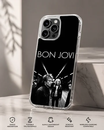 Bon Jovi portrait with band members on a phone case — Specs