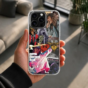 Bon Jovi montage with iconic images and text on phone case — Lifestyle