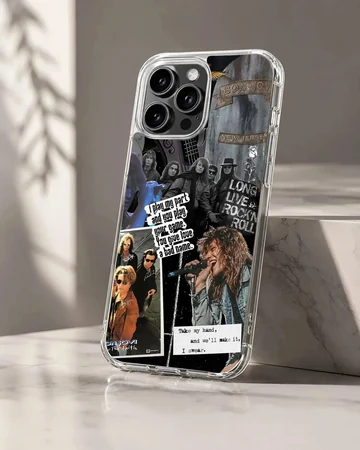 Bon Jovi photo collage with iconic lyrics on phone case
