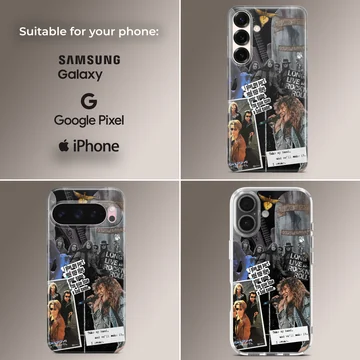 Bon Jovi photo collage with iconic lyrics on phone case — Collage