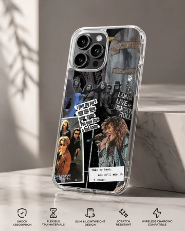 Bon Jovi photo collage with iconic lyrics on phone case — Specs