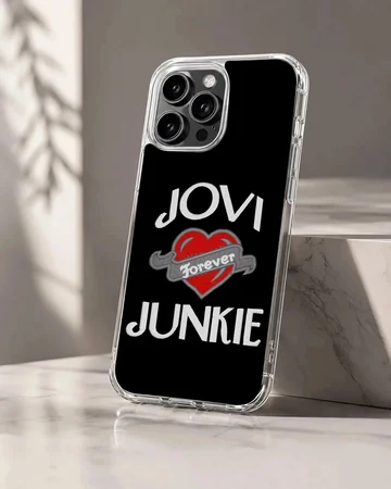 Bon Jovi phone case featuring bold typography and heart design