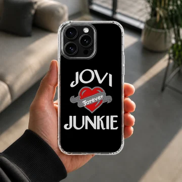 Bon Jovi phone case featuring bold typography and heart design — Lifestyle