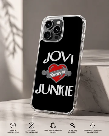 Bon Jovi phone case featuring bold typography and heart design — Specs