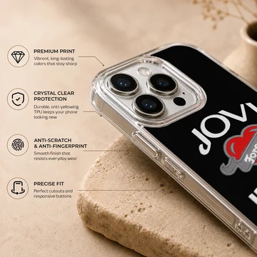 Bon Jovi phone case featuring bold typography and heart design — Info