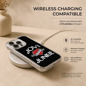Bon Jovi phone case featuring bold typography and heart design — Charging