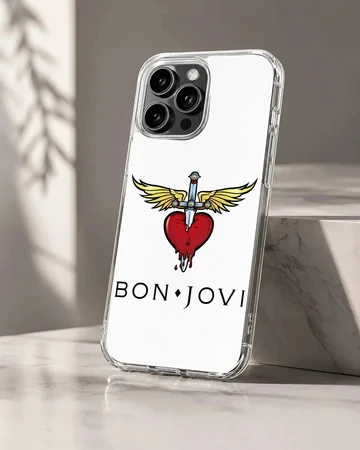 Bon Jovi heart and dagger logo with bold typography phone case