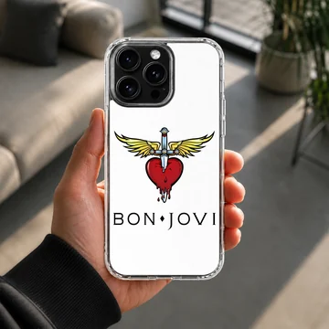 Bon Jovi heart and dagger logo with bold typography phone case — Lifestyle