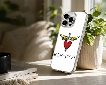 Bon Jovi heart and dagger logo with bold typography phone case — Lifestyle