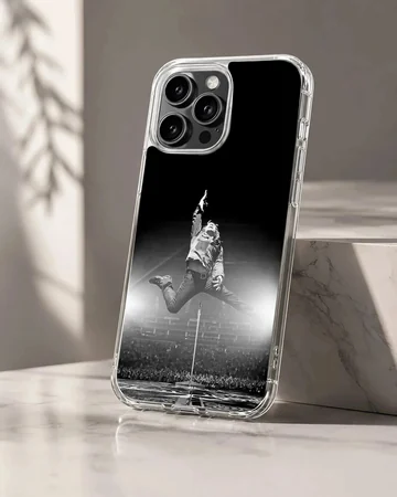 Dynamic image of Bon Jovi jumping in concert on phone case