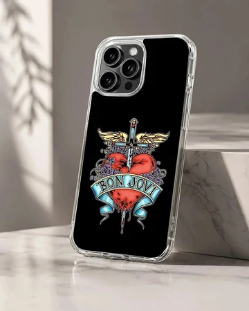 Bon Jovi heart and dagger design on phone case
