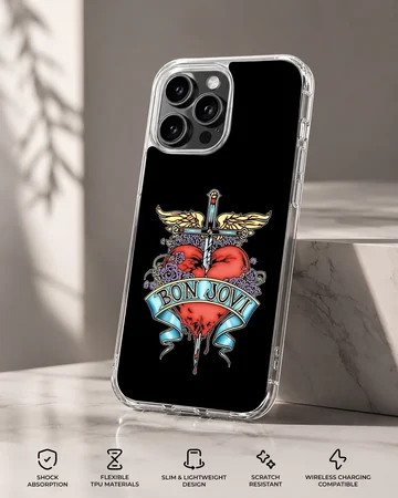 Bon Jovi heart and dagger design on phone case — Specs
