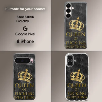 BossQueen design with crown and bold typography on phone case — Collage