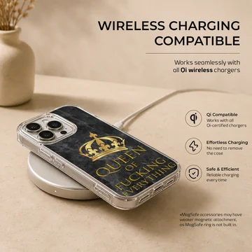 BossQueen design with crown and bold typography on phone case — Charging